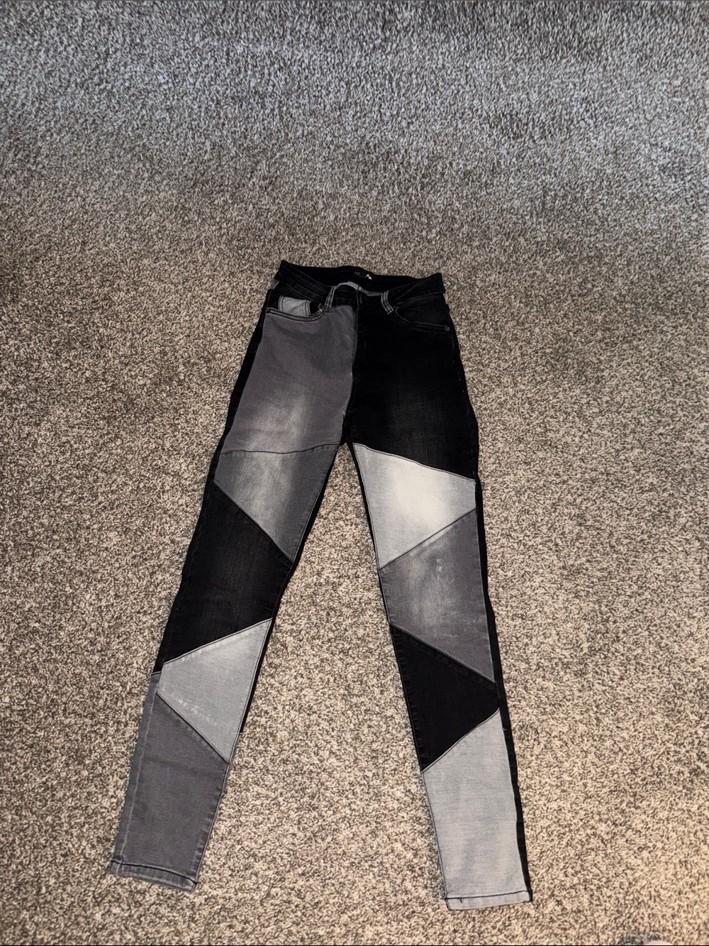 Fashion Nova Colorblock Skinny Jeans - Black and Gray